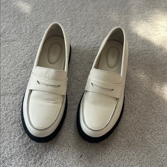 QUINCE Italian Leather Lug Sole Loafers in Bone - Picture 2 of 7